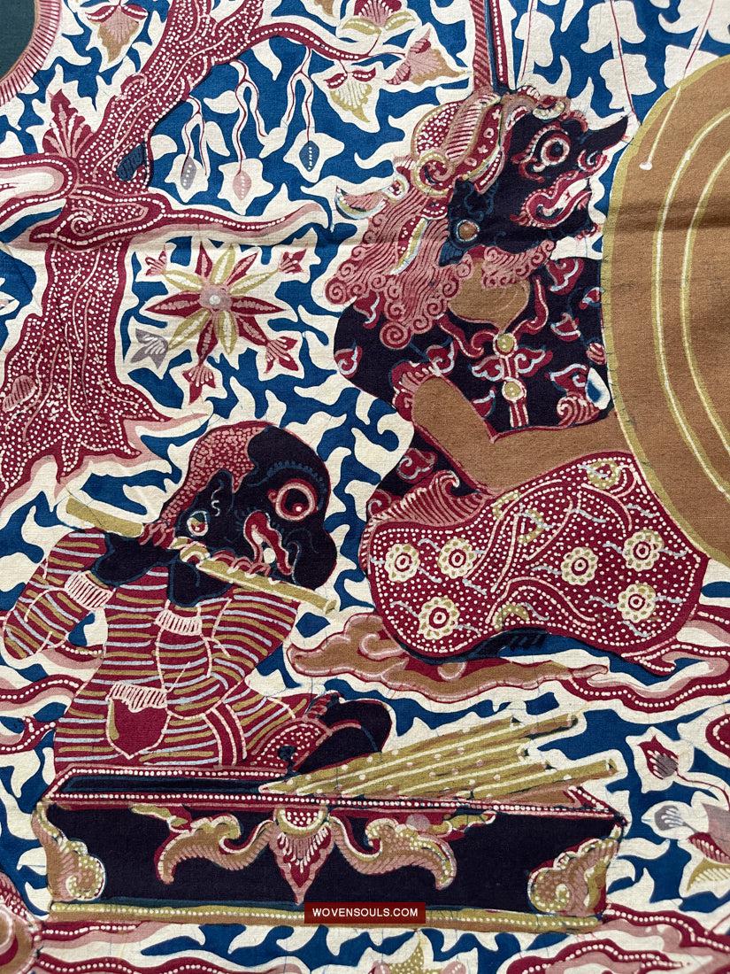 1751 Indonesian Art Cirebon Javanese Batik Tulis Artwork - Wayang Gamelan Scenes-WOVENSOULS Antique Textiles & Art Gallery