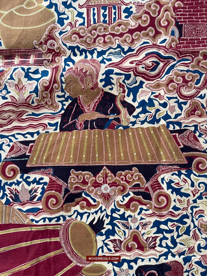 1751 Indonesian Art Cirebon Javanese Batik Tulis Artwork - Wayang Gamelan Scenes-WOVENSOULS Antique Textiles & Art Gallery