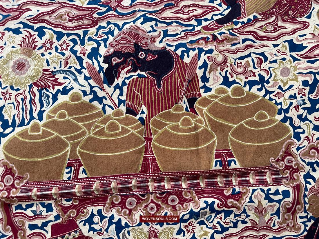 1751 Indonesian Art Cirebon Javanese Batik Tulis Artwork - Wayang Gamelan Scenes-WOVENSOULS Antique Textiles & Art Gallery