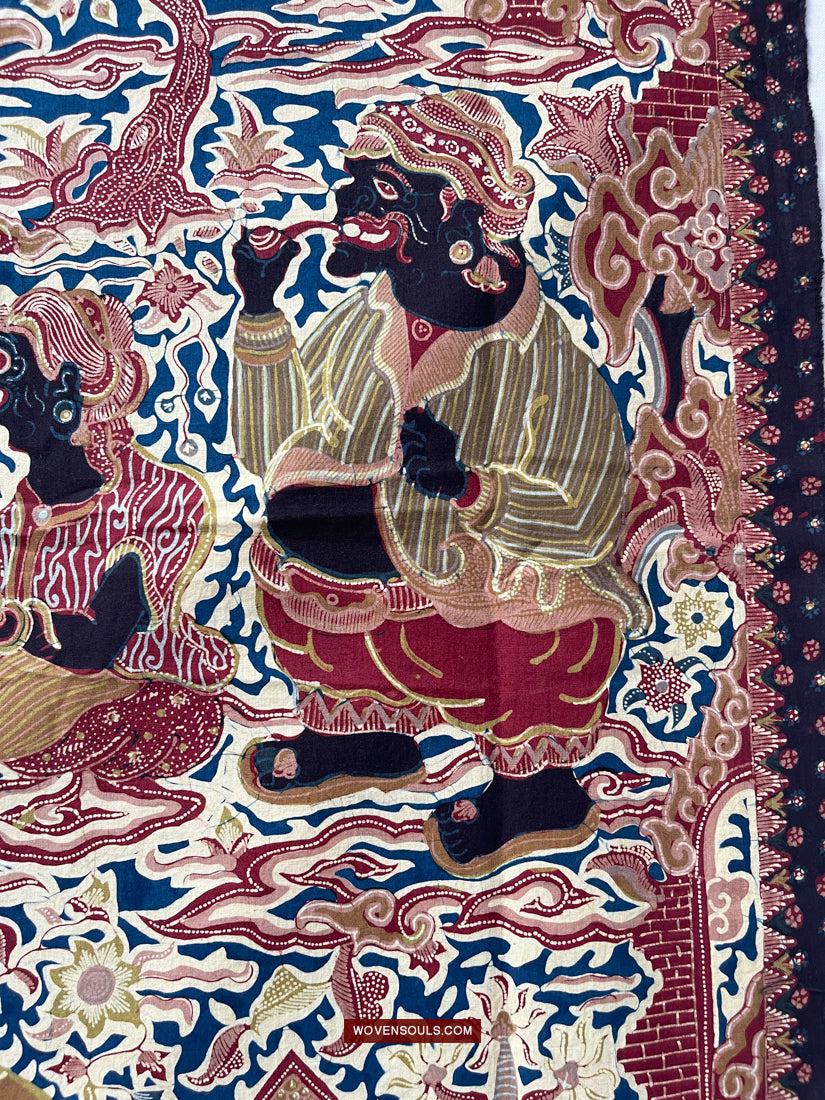 1751 Indonesian Art Cirebon Javanese Batik Tulis Artwork - Wayang Gamelan Scenes-WOVENSOULS Antique Textiles & Art Gallery