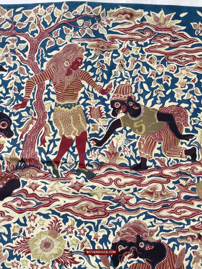 1751 Indonesian Art Cirebon Javanese Batik Tulis Artwork - Wayang Gamelan Scenes-WOVENSOULS Antique Textiles & Art Gallery