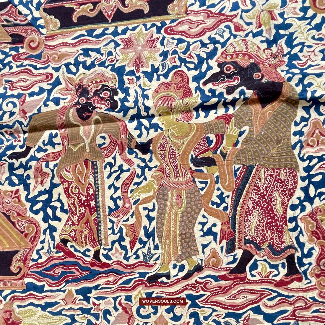 1751 Indonesian Art Cirebon Javanese Batik Tulis Artwork - Wayang Gamelan Scenes-WOVENSOULS Antique Textiles & Art Gallery