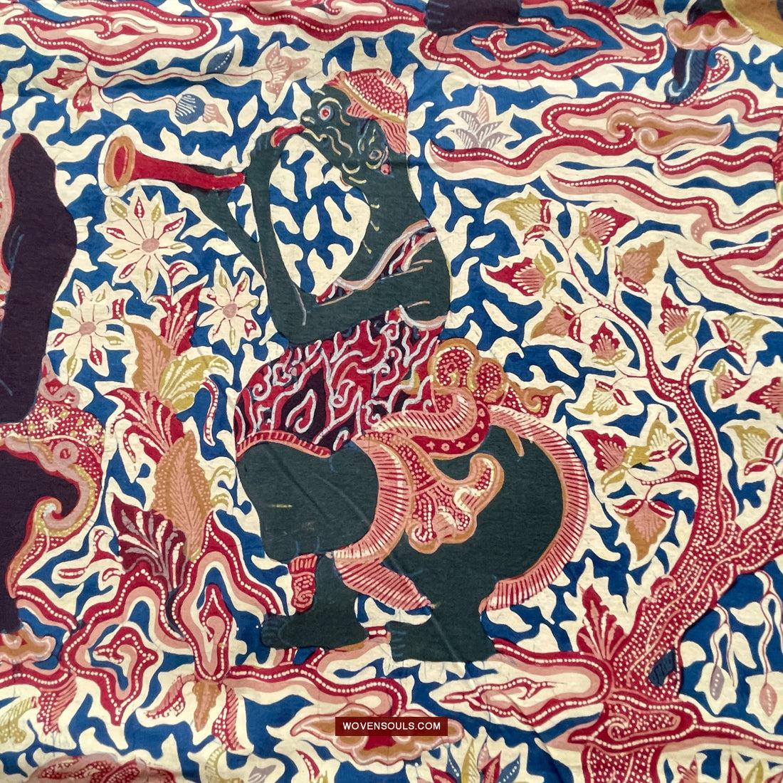 1751 Indonesian Art Cirebon Javanese Batik Tulis Artwork - Wayang Gamelan Scenes-WOVENSOULS Antique Textiles & Art Gallery