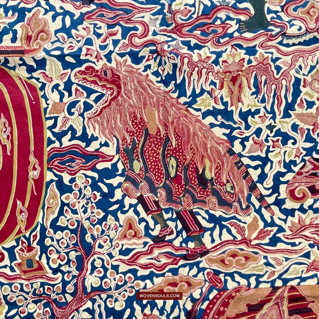 1751 Indonesian Art Cirebon Javanese Batik Tulis Artwork - Wayang Gamelan Scenes-WOVENSOULS Antique Textiles & Art Gallery