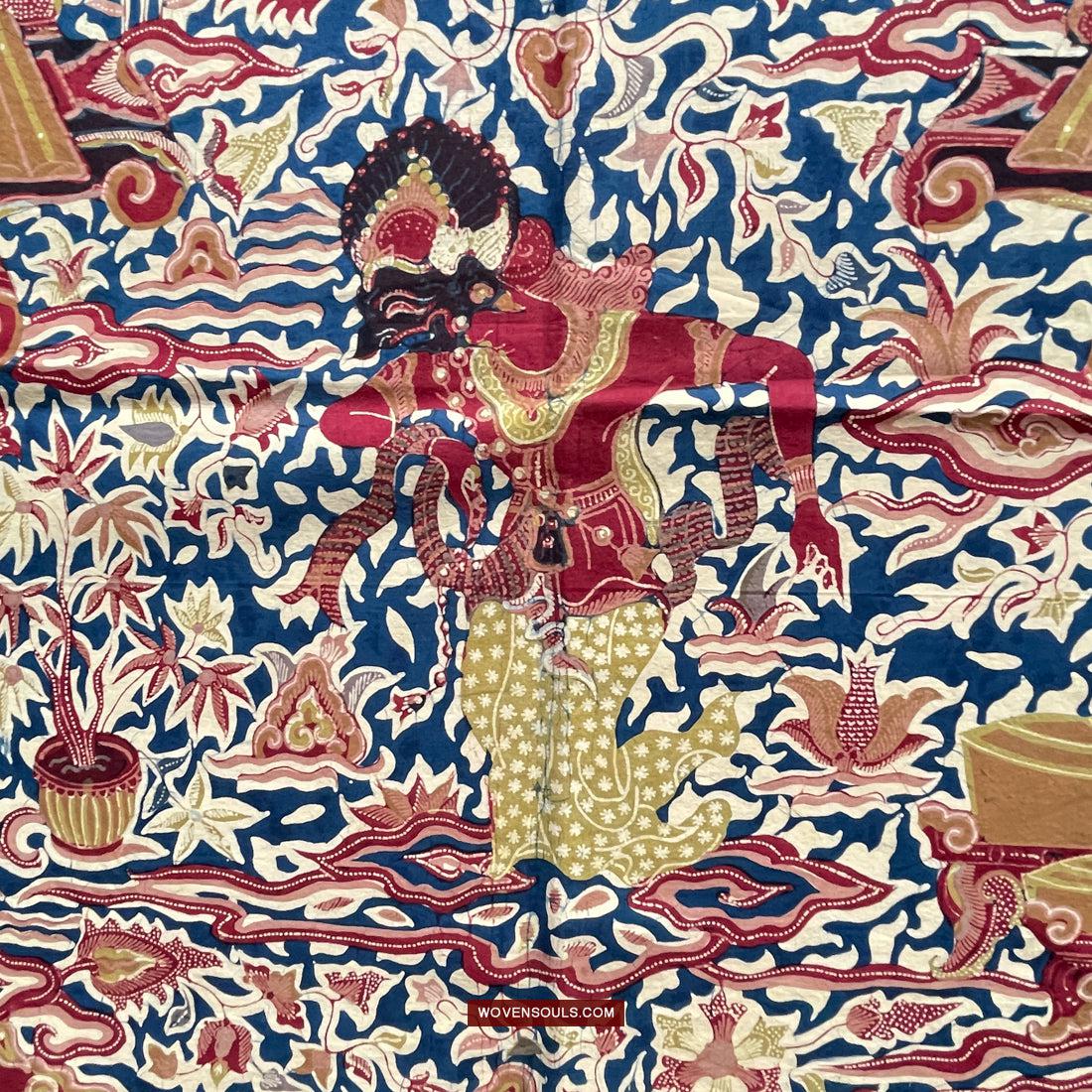 1751 Indonesian Art Cirebon Javanese Batik Tulis Artwork - Wayang Gamelan Scenes-WOVENSOULS Antique Textiles & Art Gallery