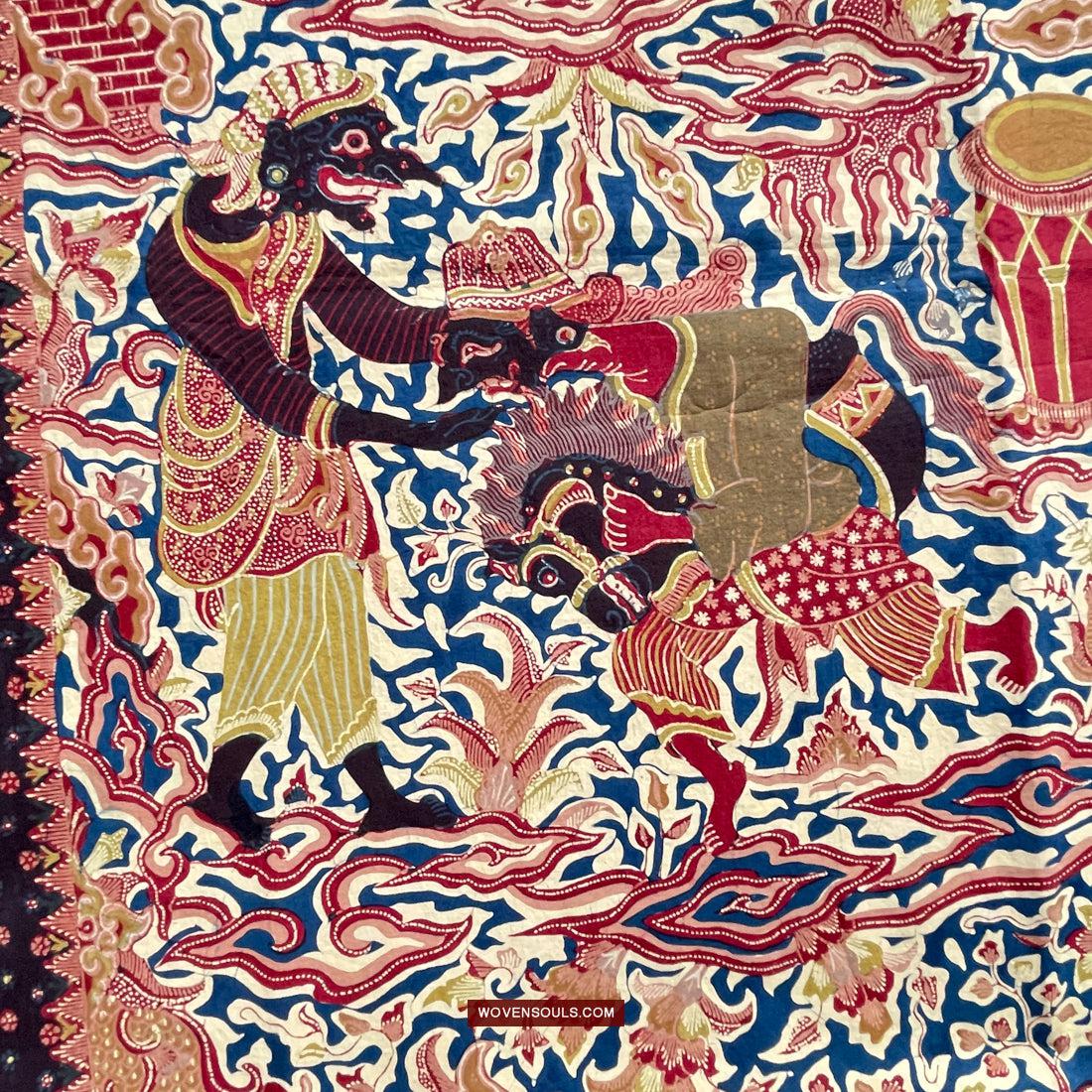 1751 Indonesian Art Cirebon Javanese Batik Tulis Artwork - Wayang Gamelan Scenes-WOVENSOULS Antique Textiles & Art Gallery