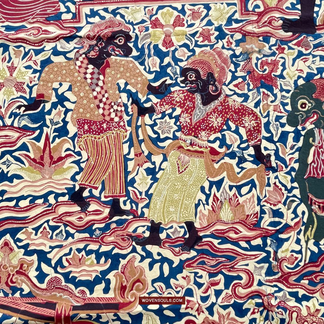 1751 Indonesian Art Cirebon Javanese Batik Tulis Artwork - Wayang Gamelan Scenes-WOVENSOULS Antique Textiles & Art Gallery