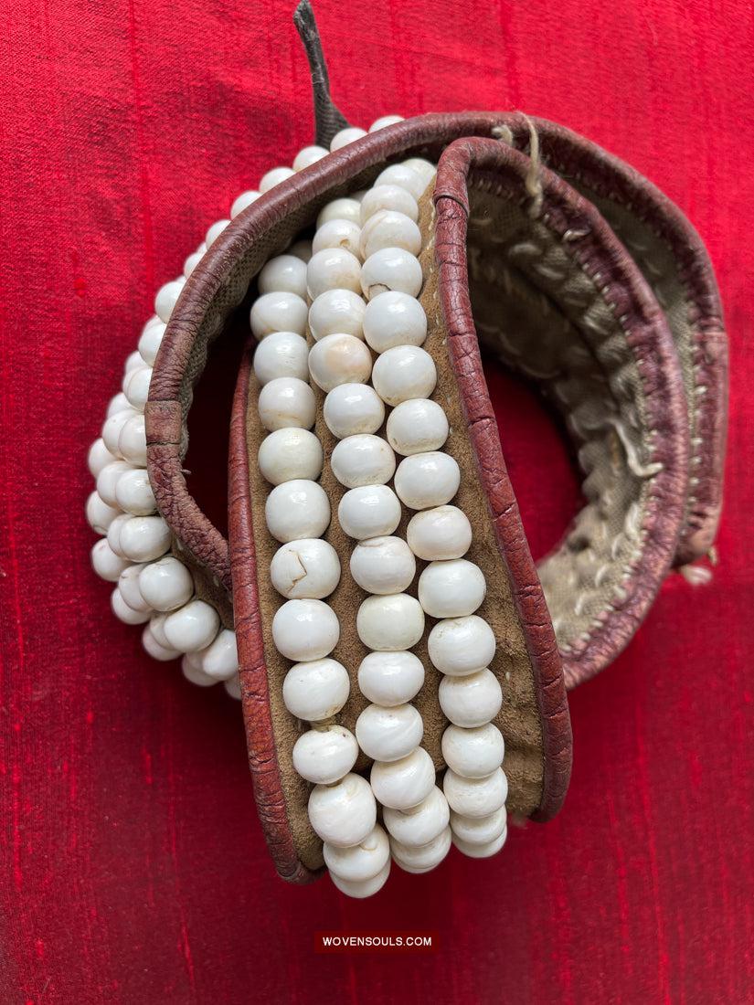1754 Old Tibetan Nomad's White Coral Belt-WOVENSOULS Antique Textiles & Art Gallery