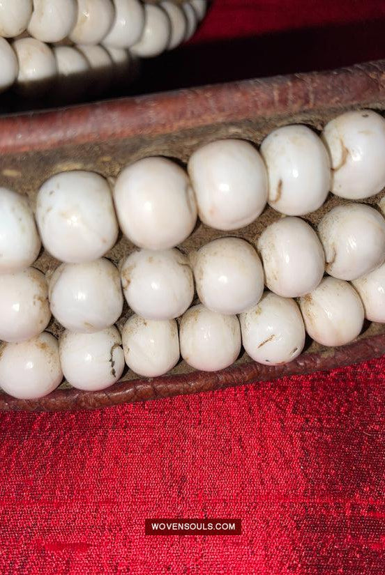 1754 Old Tibetan Nomad's White Coral Belt-WOVENSOULS Antique Textiles & Art Gallery