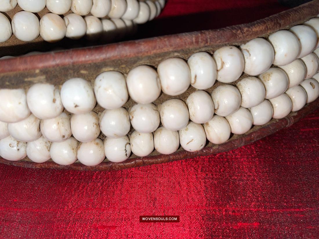 1754 Old Tibetan Nomad's White Coral Belt-WOVENSOULS Antique Textiles & Art Gallery