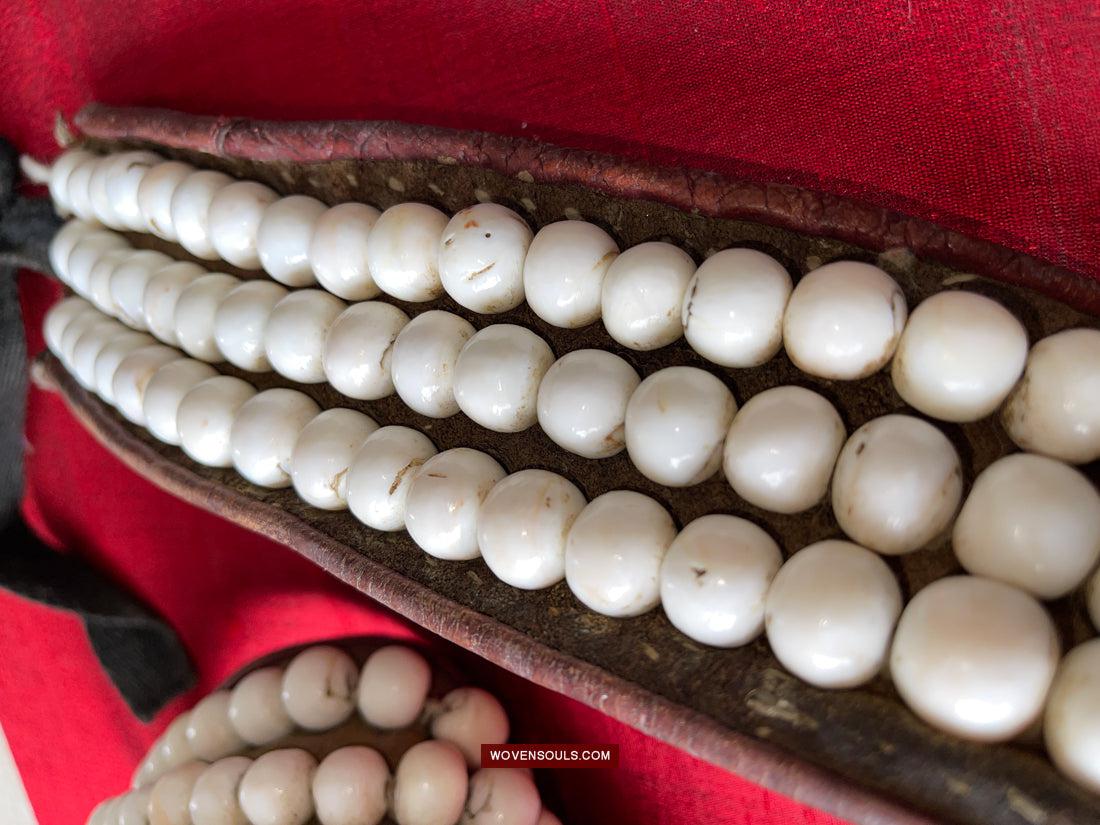 1754 Old Tibetan Nomad's White Coral Belt-WOVENSOULS Antique Textiles & Art Gallery