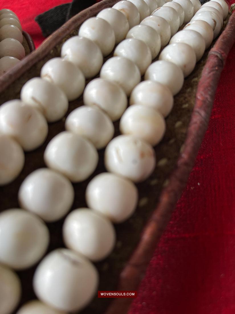 1754 Old Tibetan Nomad's White Coral Belt-WOVENSOULS Antique Textiles & Art Gallery