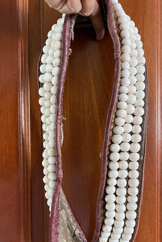 1754 Old Tibetan Nomad's White Coral Belt-WOVENSOULS Antique Textiles & Art Gallery