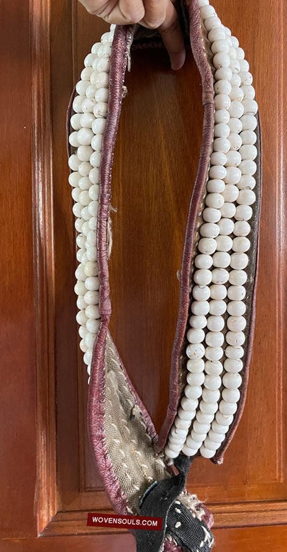 1754 Old Tibetan Nomad's White Coral Belt-WOVENSOULS Antique Textiles & Art Gallery