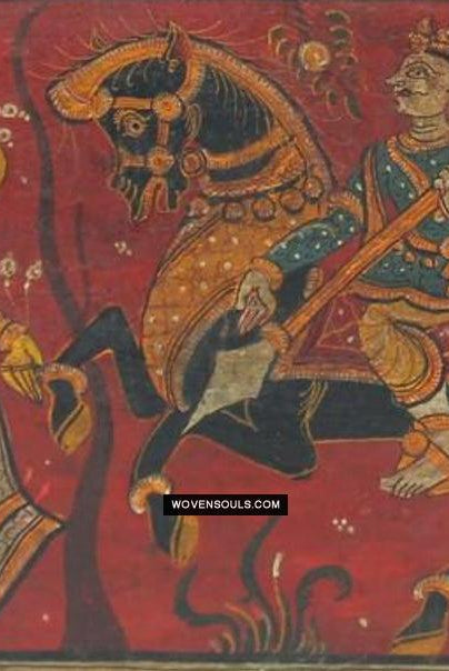 1760 Old Wood Chest w Krishna Paintings - Odisha-WOVENSOULS Antique Textiles & Art Gallery