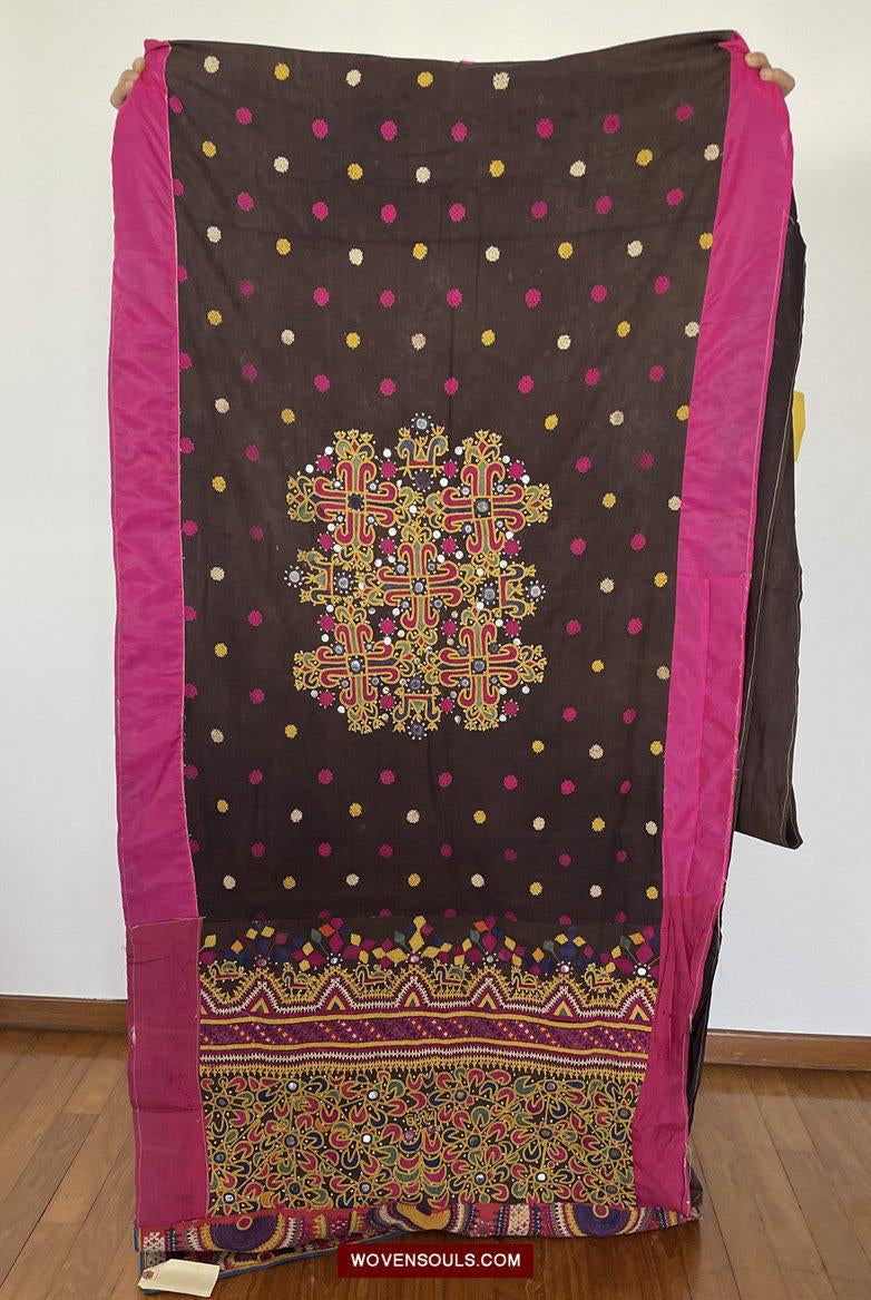 181 Vintage Embroidery Wedding Sari from Kutch Patel Community-WOVENSOULS-Antique-Vintage-Textiles-Art-Decor
