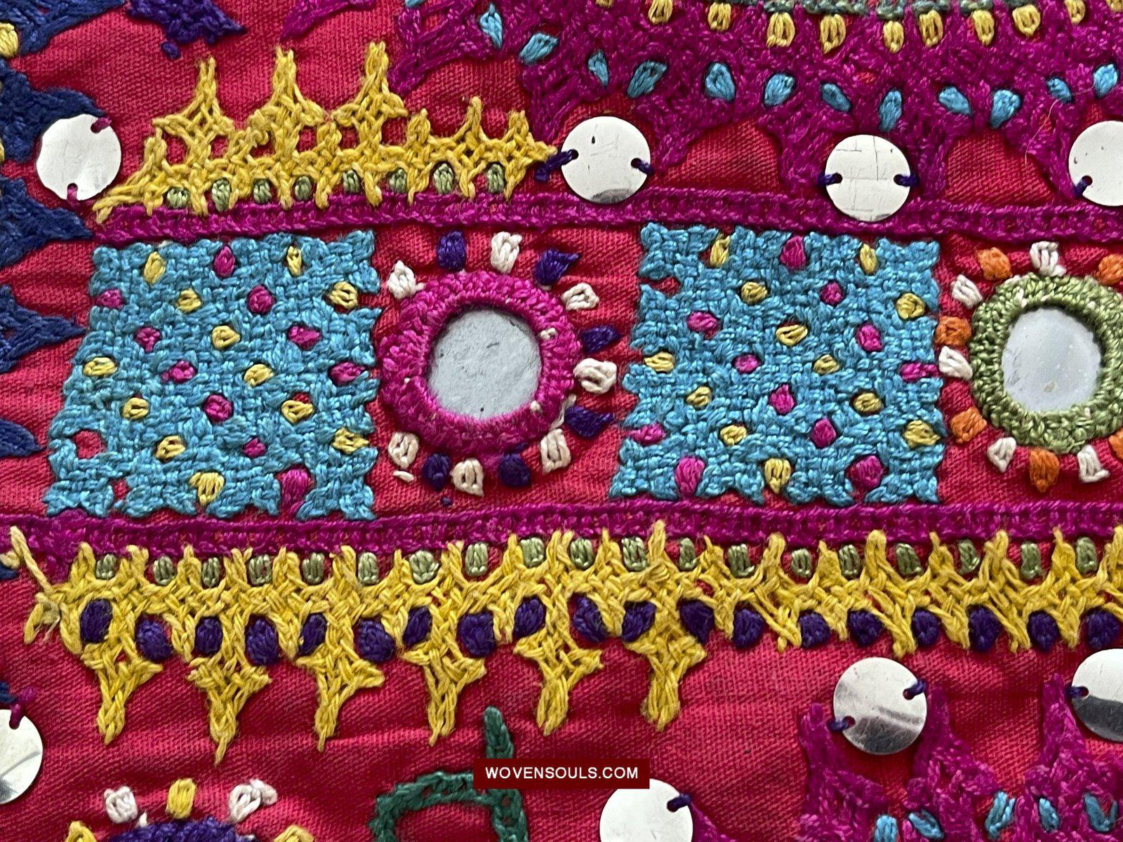 181 Vintage Embroidery Wedding Sari from Kutch Patel Community-WOVENSOULS-Antique-Vintage-Textiles-Art-Decor