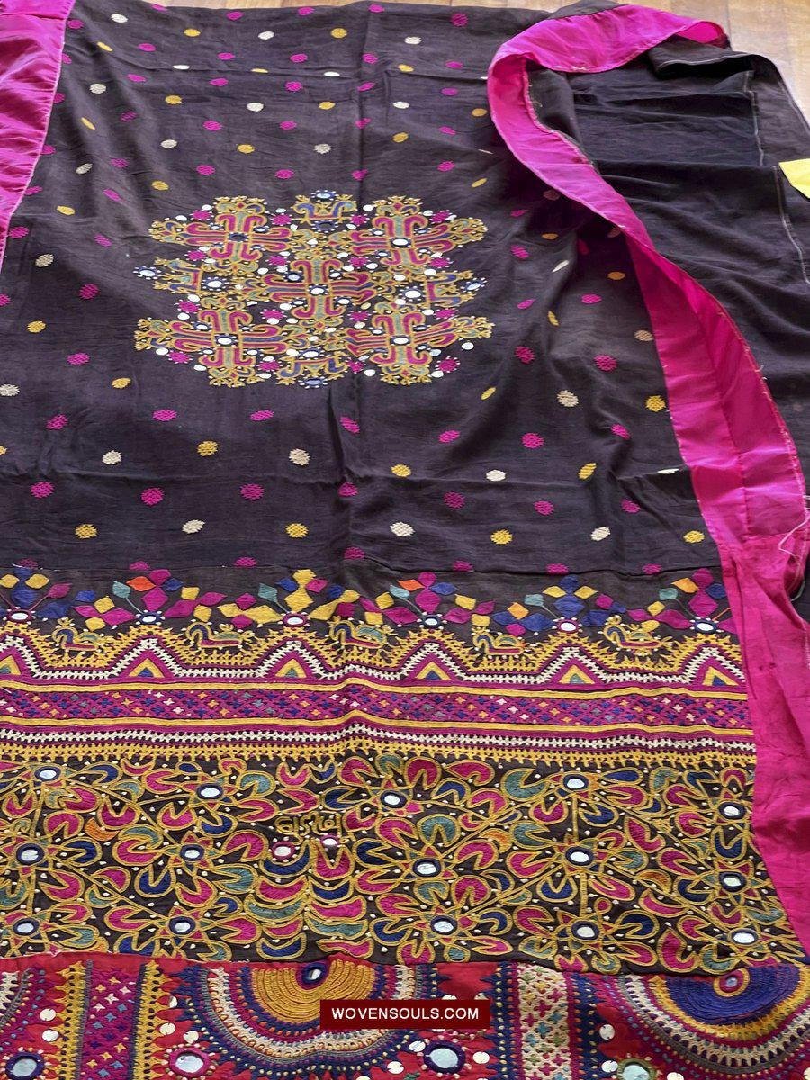 181 Vintage Embroidery Wedding Sari from Kutch Patel Community-WOVENSOULS-Antique-Vintage-Textiles-Art-Decor
