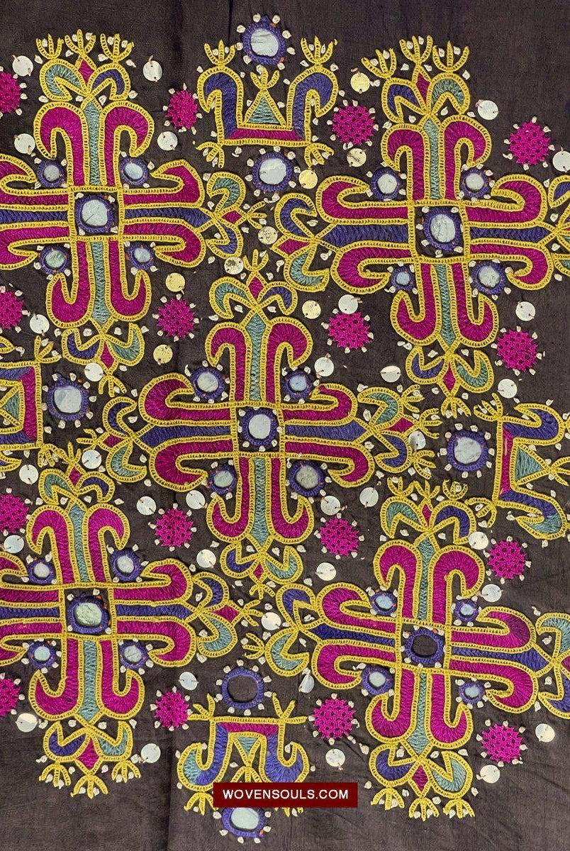 181 Vintage Embroidery Wedding Sari from Kutch Patel Community-WOVENSOULS-Antique-Vintage-Textiles-Art-Decor