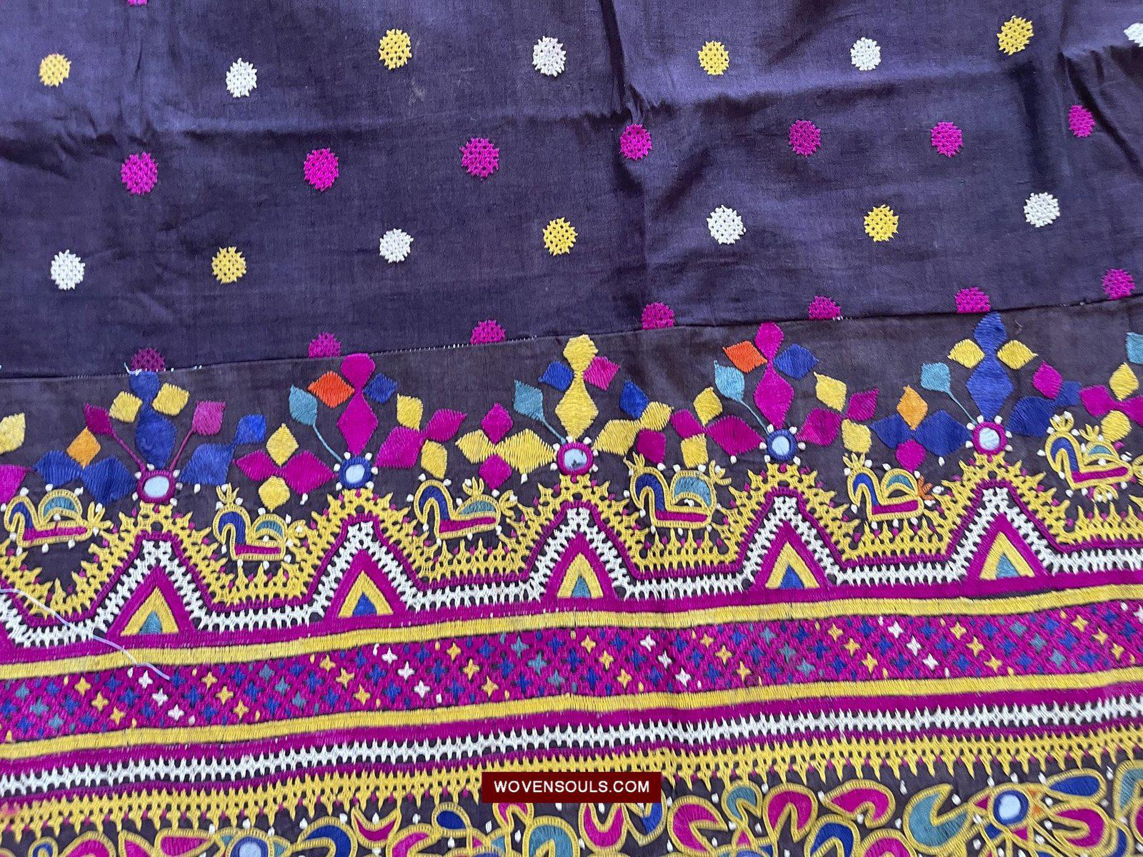 181 Vintage Embroidery Wedding Sari from Kutch Patel Community-WOVENSOULS-Antique-Vintage-Textiles-Art-Decor