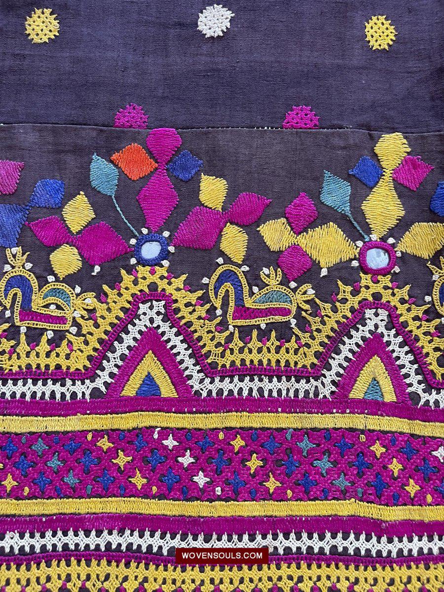 181 Vintage Embroidery Wedding Sari from Kutch Patel Community-WOVENSOULS-Antique-Vintage-Textiles-Art-Decor