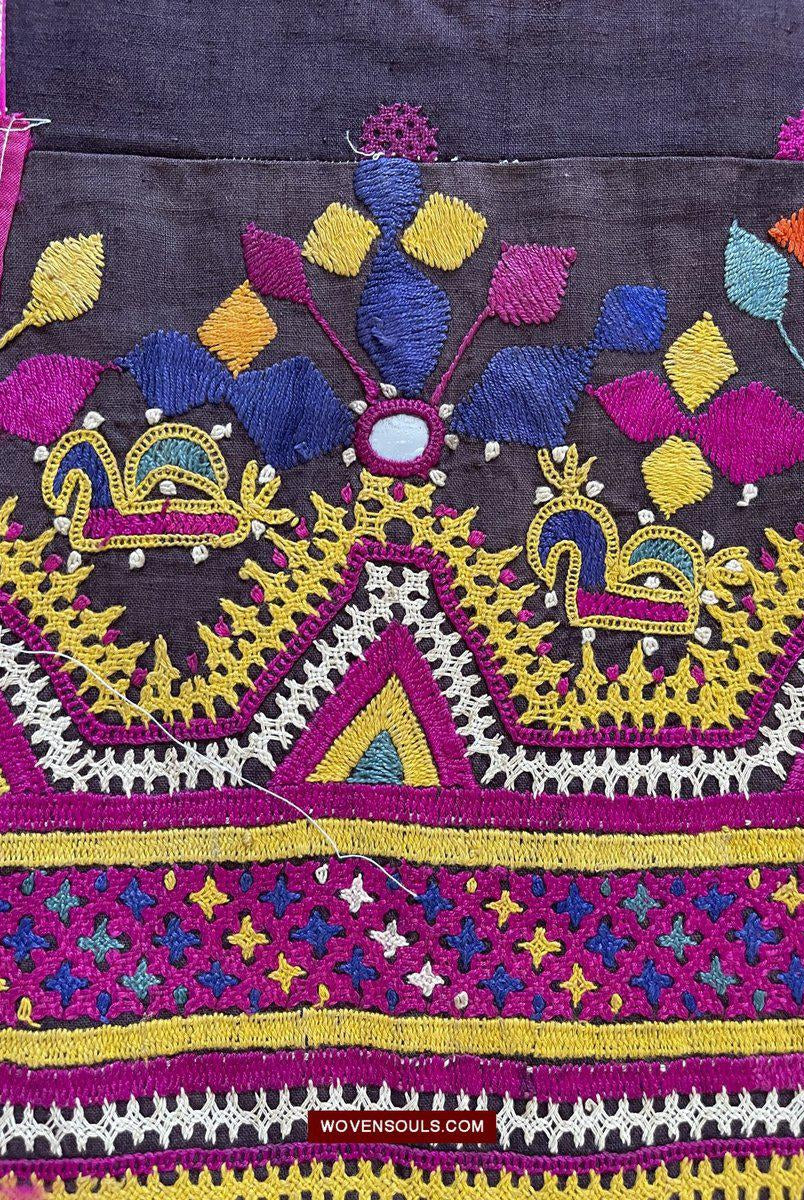 181 Vintage Embroidery Wedding Sari from Kutch Patel Community-WOVENSOULS-Antique-Vintage-Textiles-Art-Decor