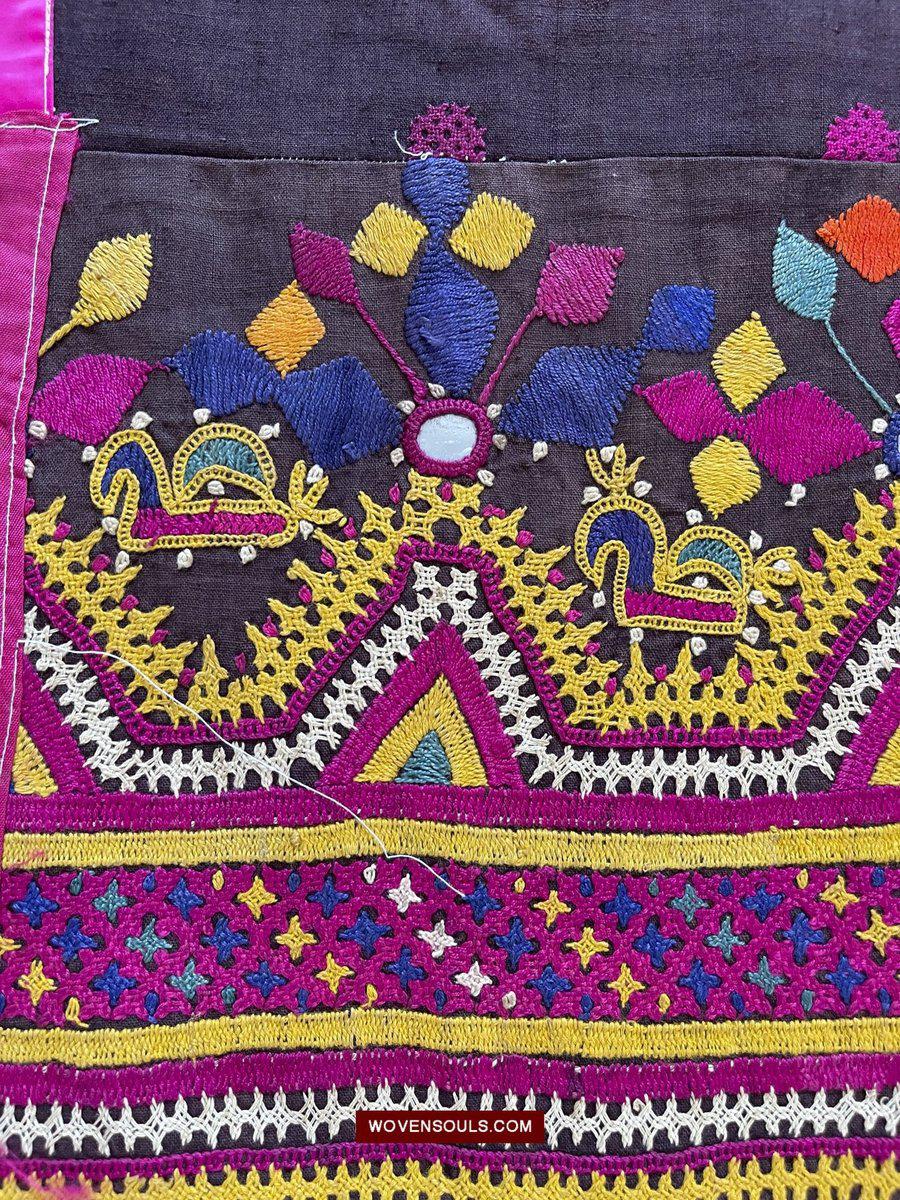 181 Vintage Embroidery Wedding Sari from Kutch Patel Community-WOVENSOULS-Antique-Vintage-Textiles-Art-Decor