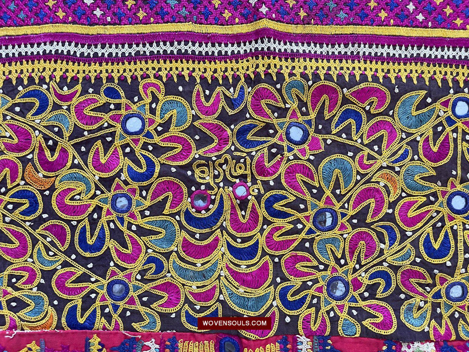 181 Vintage Embroidery Wedding Sari from Kutch Patel Community-WOVENSOULS-Antique-Vintage-Textiles-Art-Decor