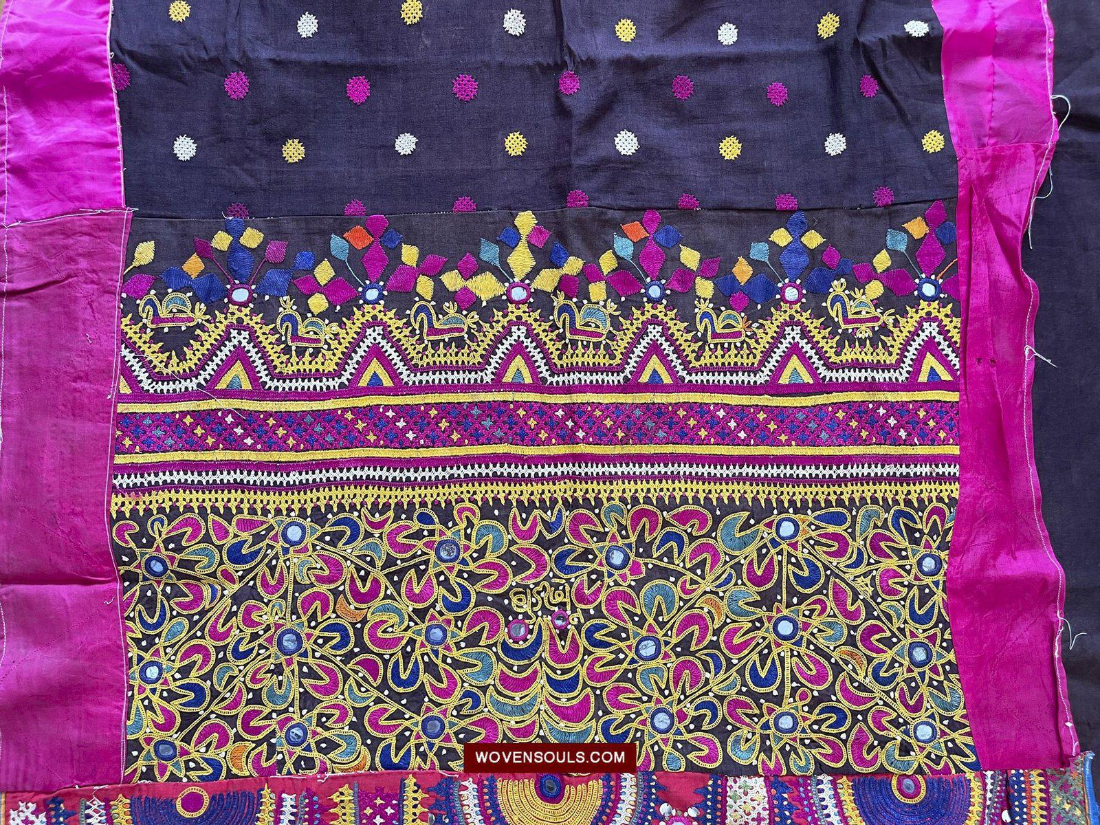 181 Vintage Embroidery Wedding Sari from Kutch Patel Community-WOVENSOULS-Antique-Vintage-Textiles-Art-Decor