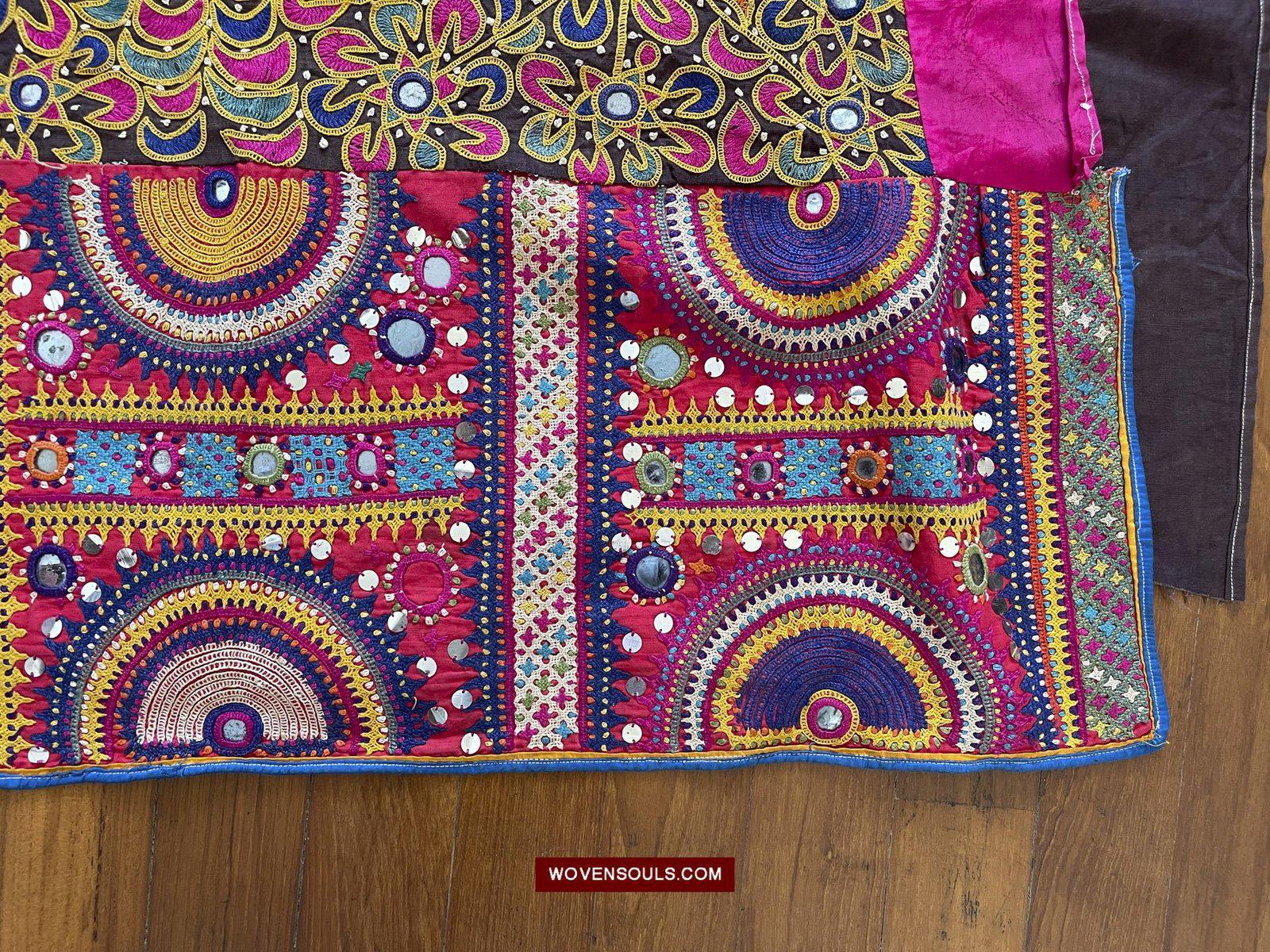 181 Vintage Embroidery Wedding Sari from Kutch Patel Community-WOVENSOULS-Antique-Vintage-Textiles-Art-Decor