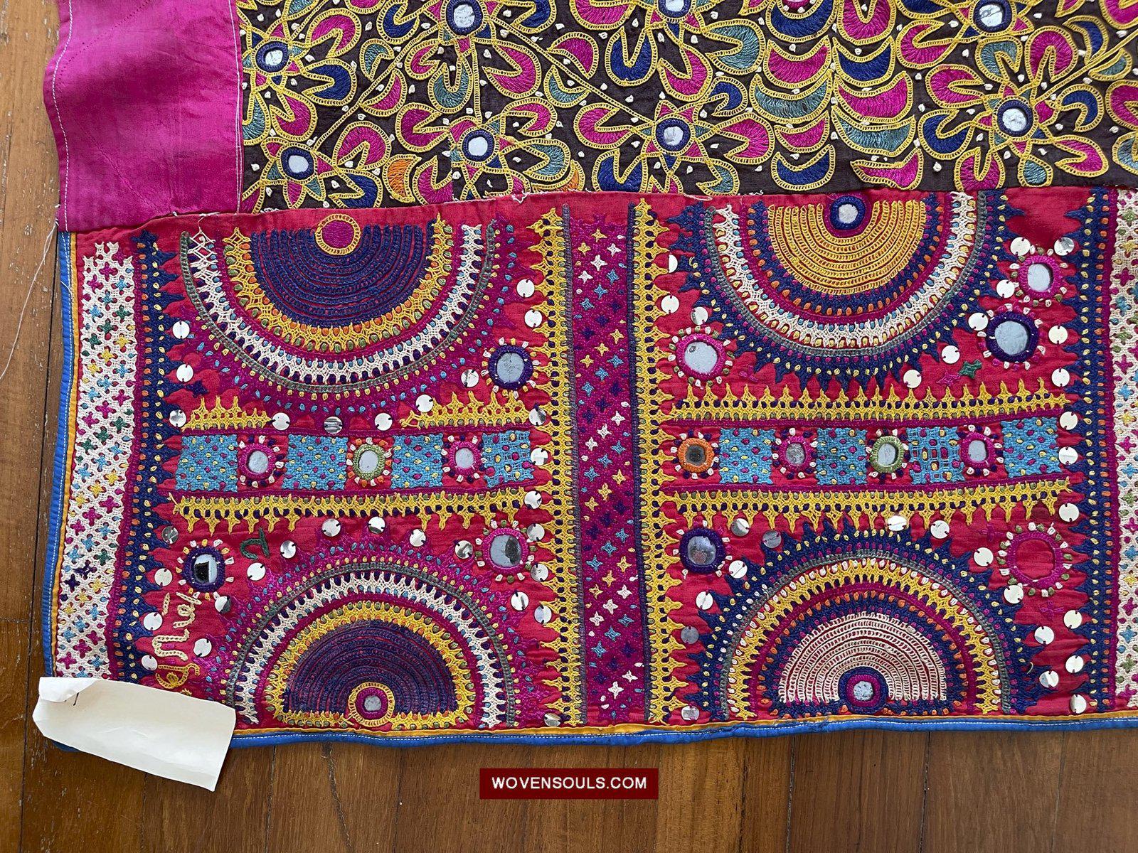 181 Vintage Embroidery Wedding Sari from Kutch Patel Community-WOVENSOULS-Antique-Vintage-Textiles-Art-Decor