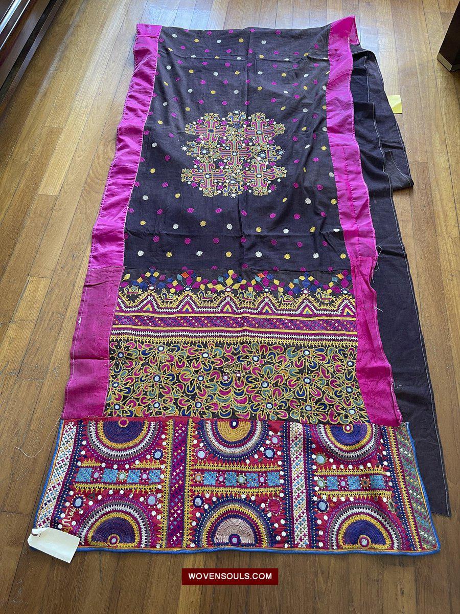 181 Vintage Embroidery Wedding Sari from Kutch Patel Community-WOVENSOULS-Antique-Vintage-Textiles-Art-Decor