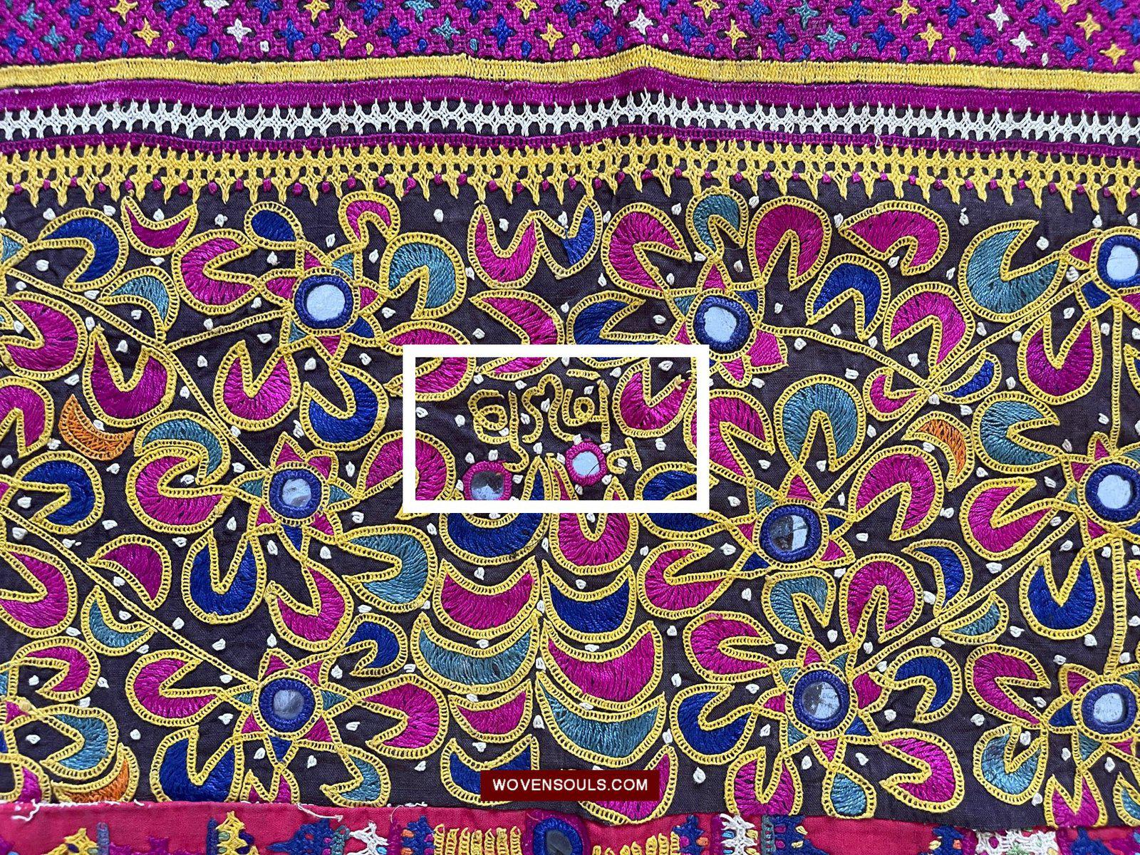 181 Vintage Embroidery Wedding Sari from Kutch Patel Community-WOVENSOULS-Antique-Vintage-Textiles-Art-Decor