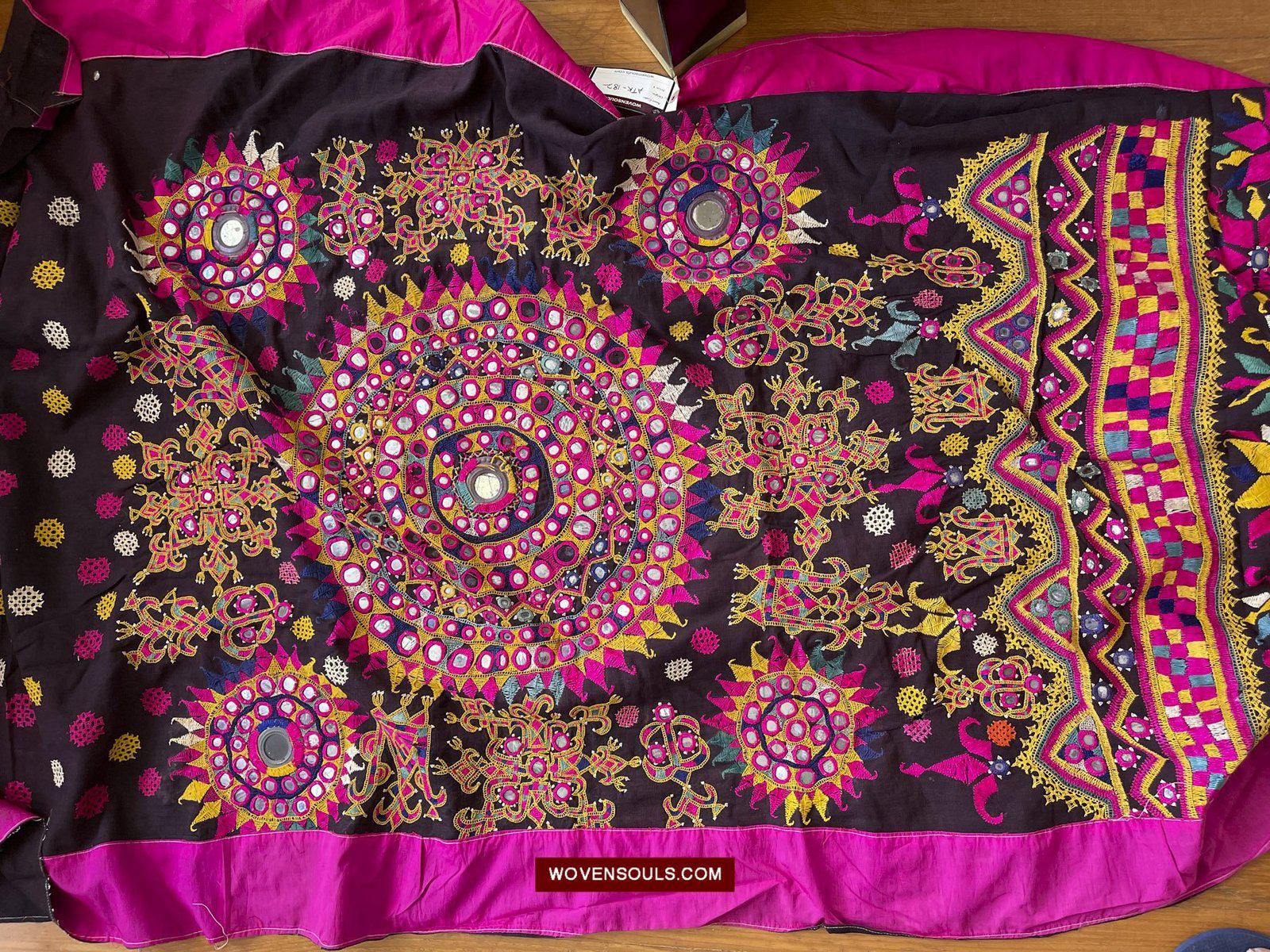 182 Vintage Embroidered Sari Saadlo - Anjhna Patel Community-WOVENSOULS-Antique-Vintage-Textiles-Art-Decor