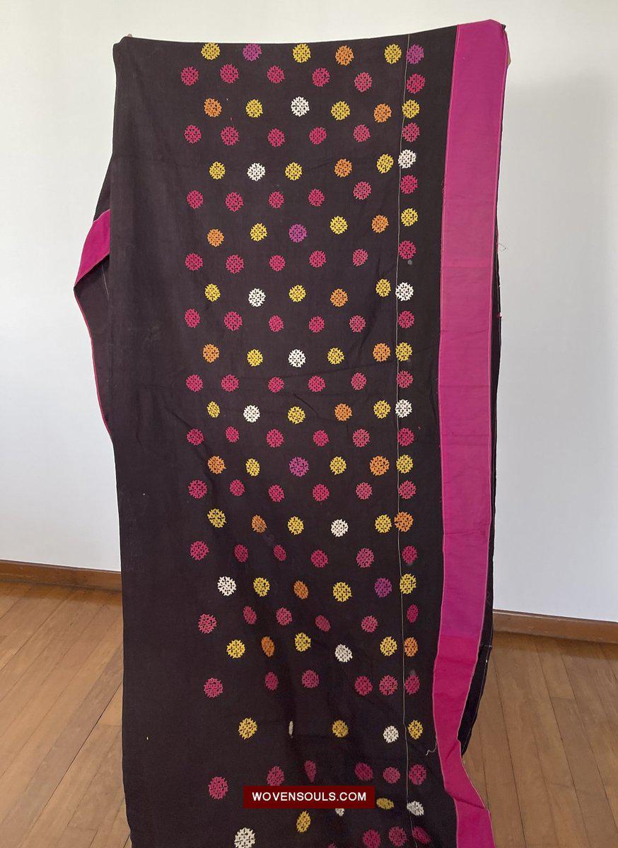 182 Vintage Embroidered Sari Saadlo - Anjhna Patel Community-WOVENSOULS-Antique-Vintage-Textiles-Art-Decor