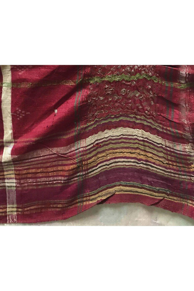 196 VERKAUFT - SELTENES altes Weber-Erbstück Patan Patola Doppel-Ikat-Sari-Fragment mit Zari-WOVENSOULS-Antike-Vintage-Textilien-Kunst-Dekor