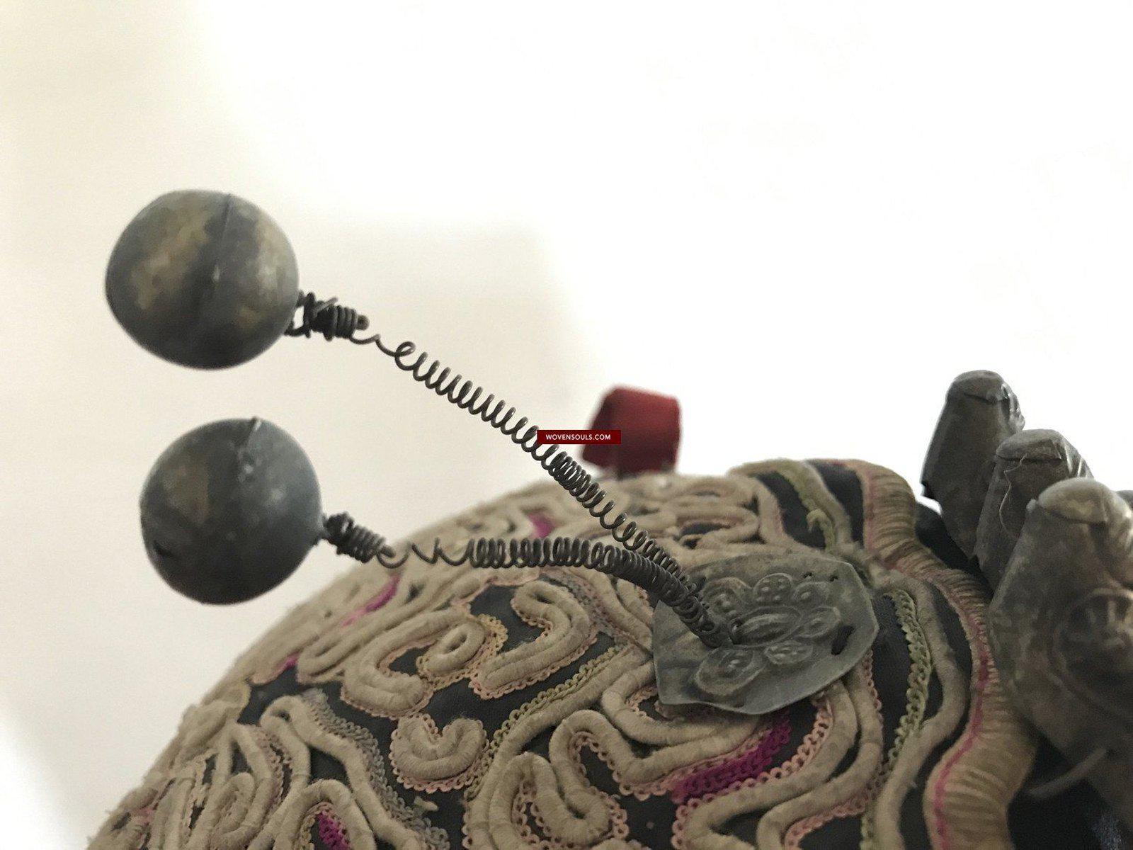 197 SOLD Vintage Guizhou Minority Cap with 8 Immortals-WOVENSOULS-Antique-Vintage-Textiles-Art-Decor