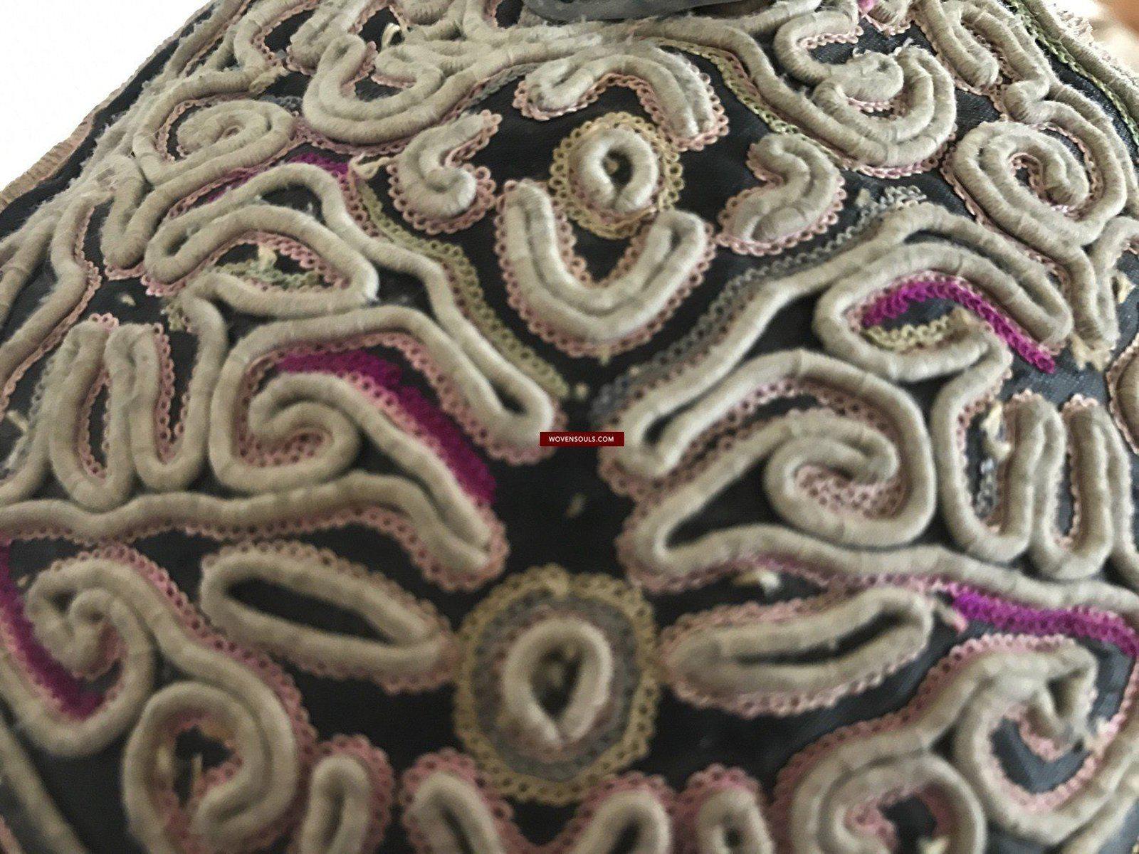 197 SOLD Vintage Guizhou Minority Cap with 8 Immortals-WOVENSOULS-Antique-Vintage-Textiles-Art-Decor