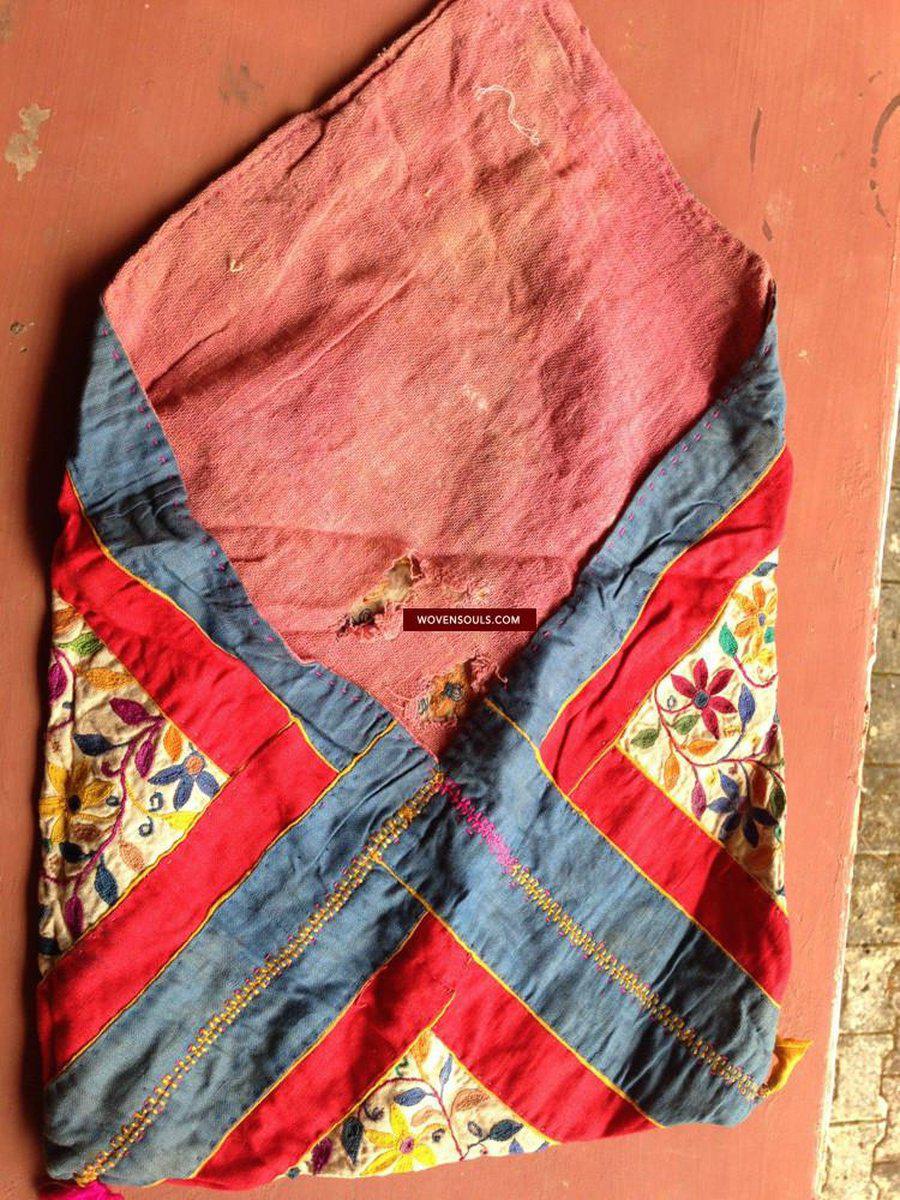199 SOLD Vintage Embroidered Handmade Trousseau / Dowry Bag-WOVENSOULS-Antique-Vintage-Textiles-Art-Decor