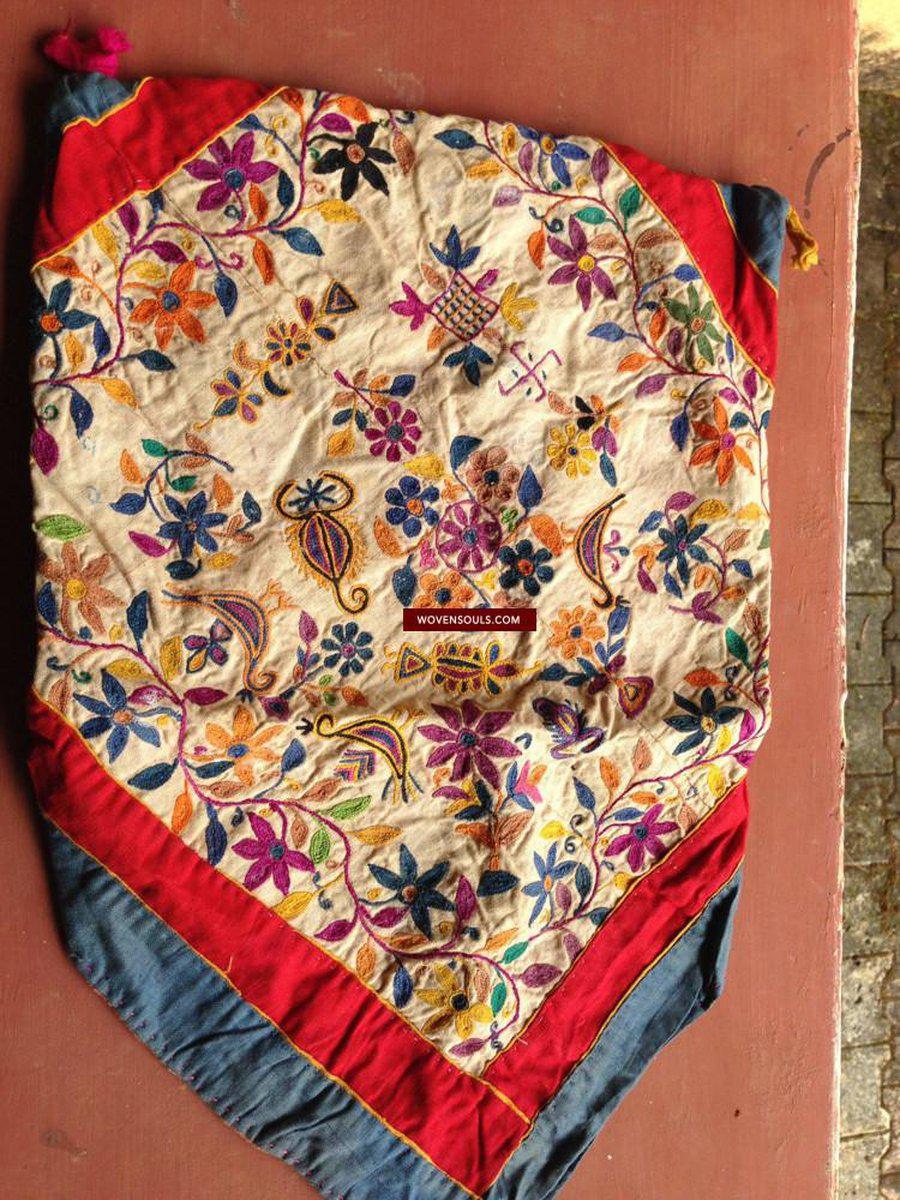 199 SOLD Vintage Embroidered Handmade Trousseau / Dowry Bag-WOVENSOULS-Antique-Vintage-Textiles-Art-Decor