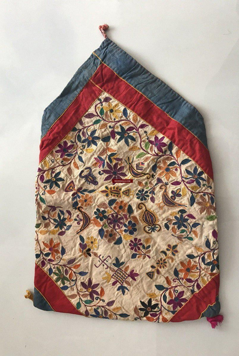 199 SOLD Vintage Embroidered Handmade Trousseau / Dowry Bag-WOVENSOULS-Antique-Vintage-Textiles-Art-Decor