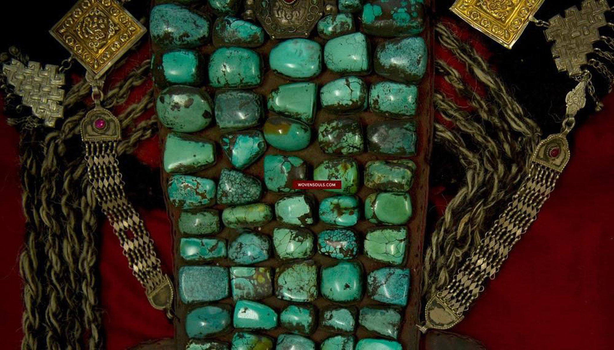 259 Old Heirloom Perak Headdress Ladakh Jewelry-WOVENSOULS-Antique-Vintage-Textiles-Art-Decor