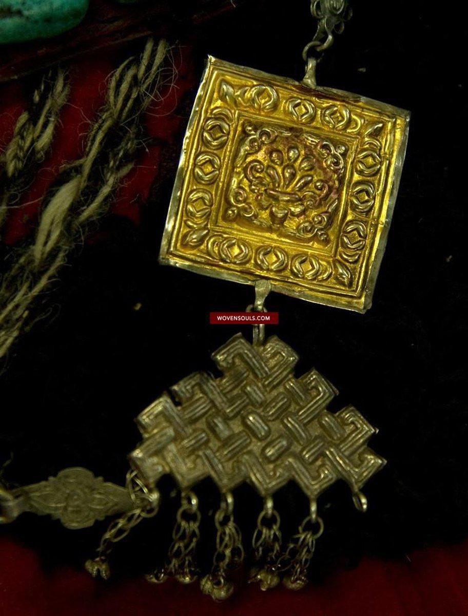 259 Old Heirloom Perak Headdress Ladakh Jewelry-WOVENSOULS-Antique-Vintage-Textiles-Art-Decor