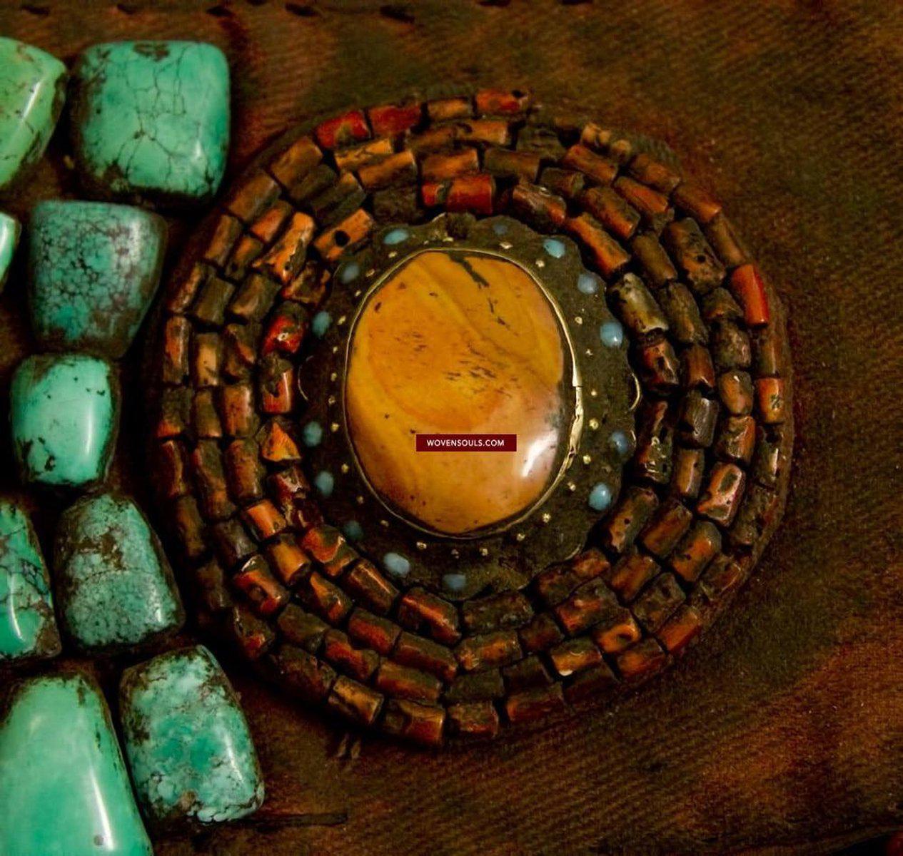 259 Old Heirloom Perak Headdress Ladakh Jewelry-WOVENSOULS-Antique-Vintage-Textiles-Art-Decor