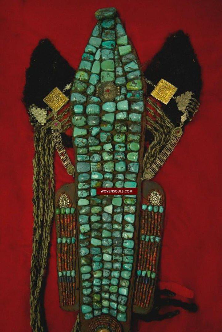 259 Old Heirloom Perak Headdress Ladakh Jewelry-WOVENSOULS-Antique-Vintage-Textiles-Art-Decor