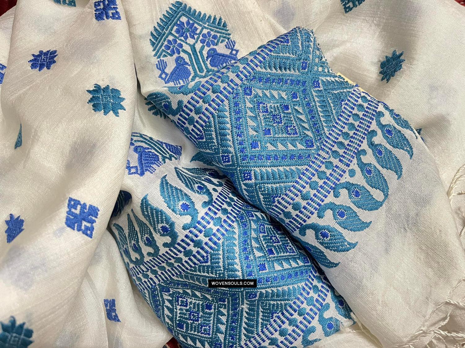 1668 Handwoven Silk Assamese Scarf - Recently Made-WOVENSOULS Antique Textiles & Art Gallery