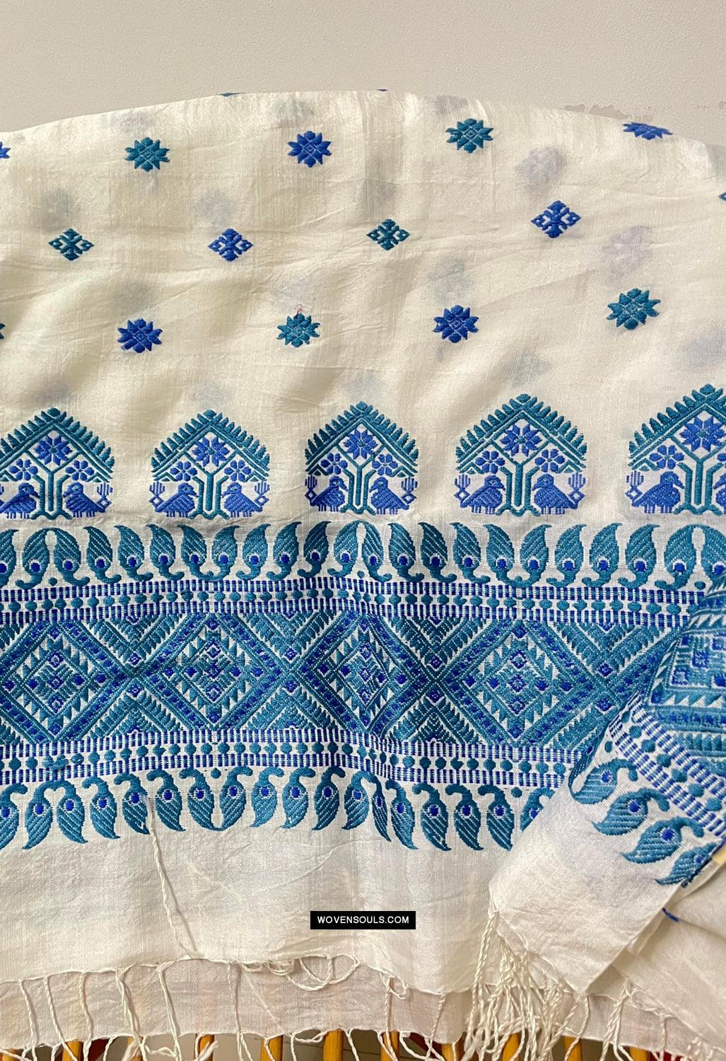 1668 Handwoven Silk Assamese Scarf - Recently Made-WOVENSOULS Antique Textiles & Art Gallery