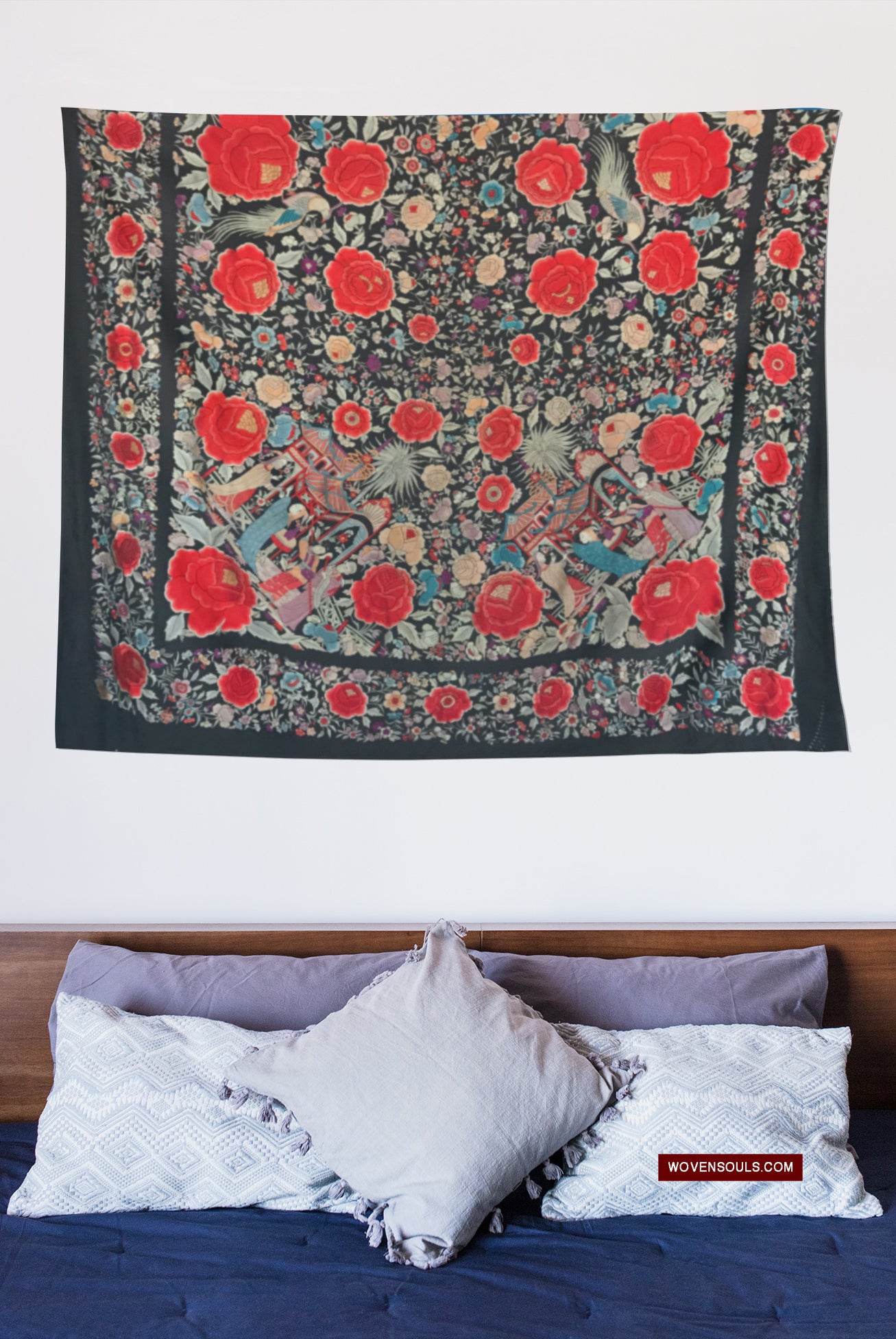 Decor Idea - Antique Textile as Wall Hanging-WOVENSOULS Antique Textiles & Art Gallery
