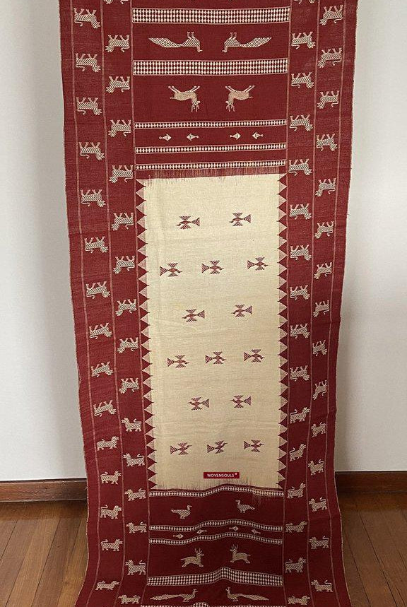 433-B SOLD SUPERB Orissa Tribal Koraput Kotpad HUNTING Shawl-WOVENSOULS-Antique-Vintage-Textiles-Art-Decor