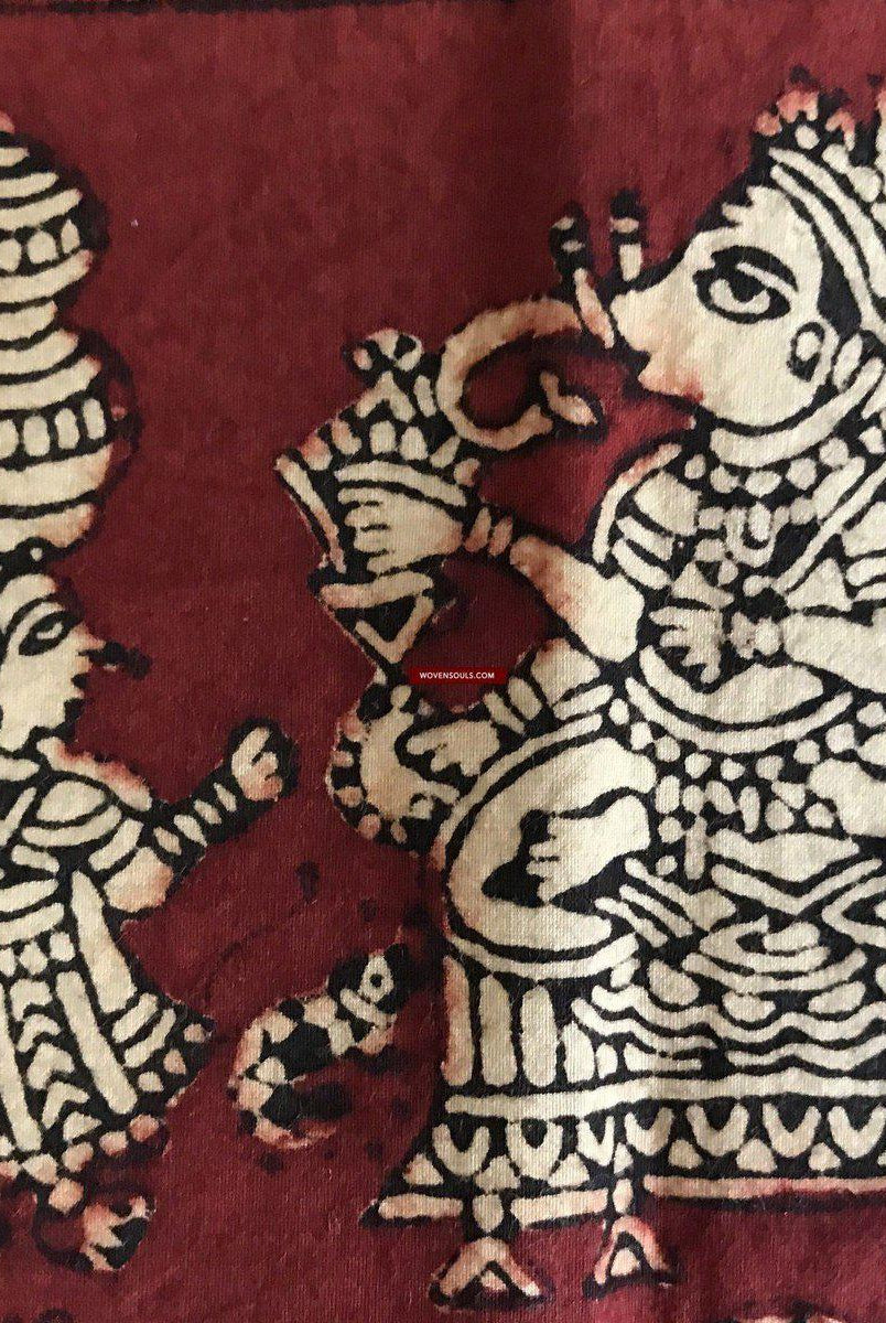 439 Mata Ni Pachedi Kalamkari Pittura artistica-WOVENSOULS-Arredamento artistico-tessile-vintage-antico